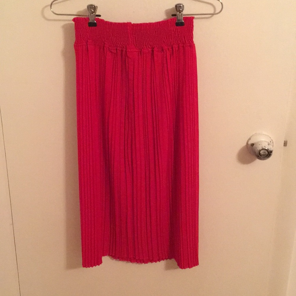 Red Pleated Skirt